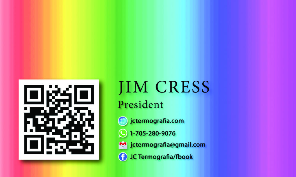 JC Termografia RD, president's business card rear image. Contact us for all your thermographic imaging needs.