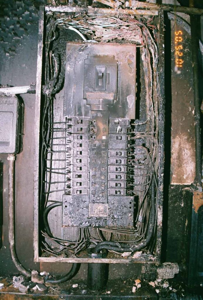 Home power panel after a fire