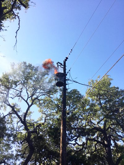 Pole transformer catches fire due to loose connections