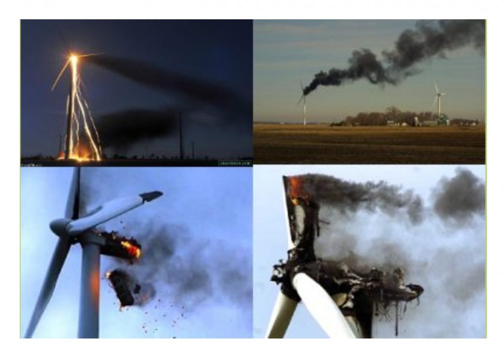 Wind turbine failures caused by components rubbing and generating heat.
